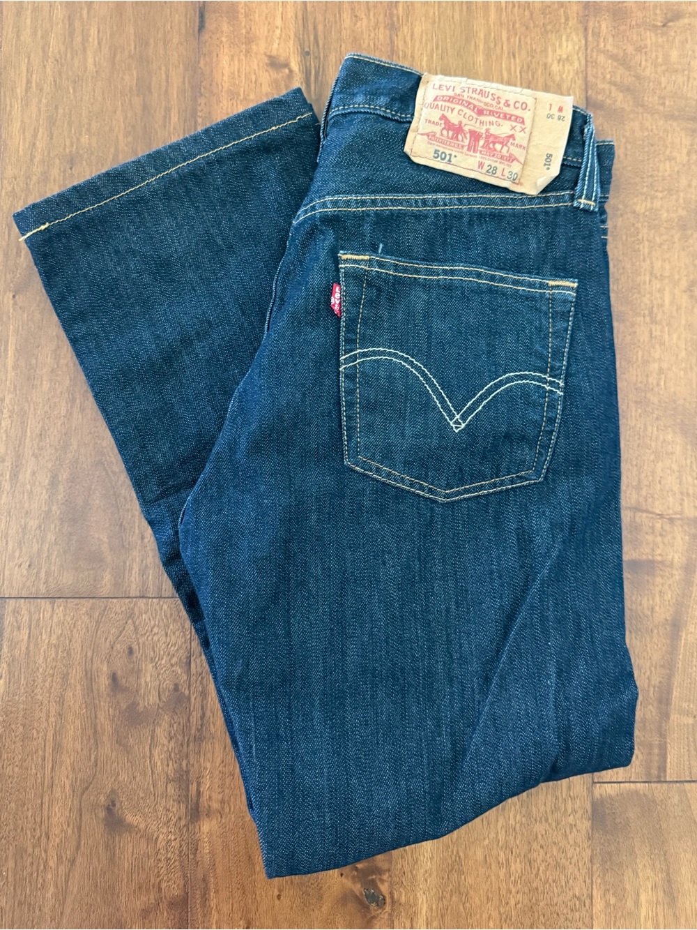 Levi's 501 Original Fit Jeans Clean Rigid Blue Indigo Petite Crop